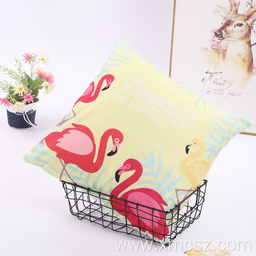 Custom Pink Flamingos Velvet Pillow Case Cushion Cover